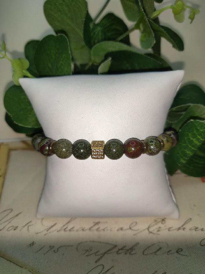 Forest Green Aventurine & Bloodstone Bracelet